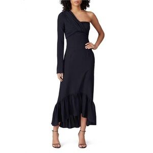 ROKH One Shoulder Midi Sheath Dress